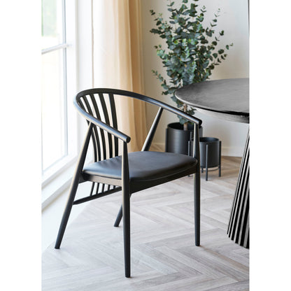 Cadeira de mesa de jantar Agustin - cadeira de mesa de jantar, madeira de faia com assento PU, preto HN1219