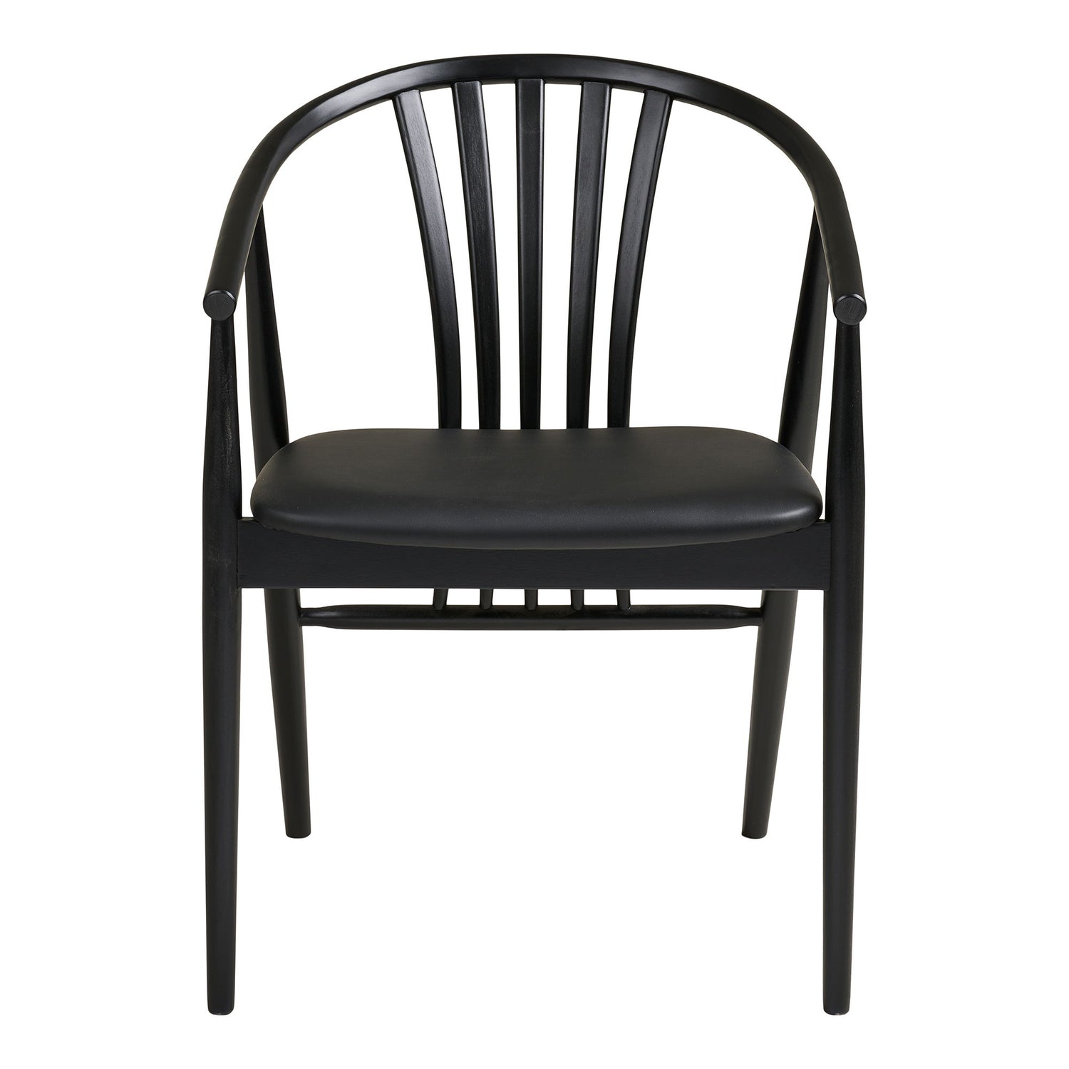 Cadeira de mesa de jantar Agustin - cadeira de mesa de jantar, madeira de faia com assento PU, preto HN1219