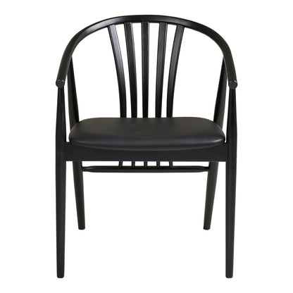 Cadeira de mesa de jantar Agustin - cadeira de mesa de jantar, madeira de faia com assento PU, preto HN1219