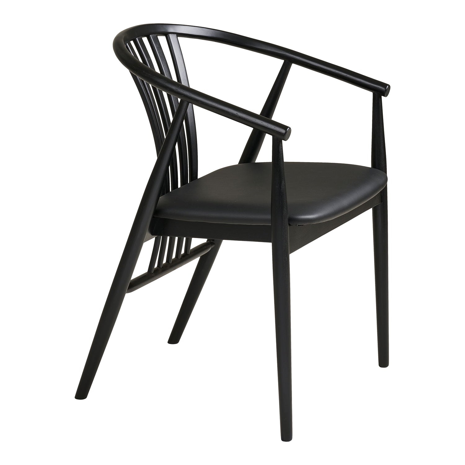 Cadeira de mesa de jantar Agustin - cadeira de mesa de jantar, madeira de faia com assento PU, preto HN1219