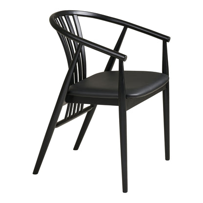 Cadeira de mesa de jantar Agustin - cadeira de mesa de jantar, madeira de faia com assento PU, preto HN1219