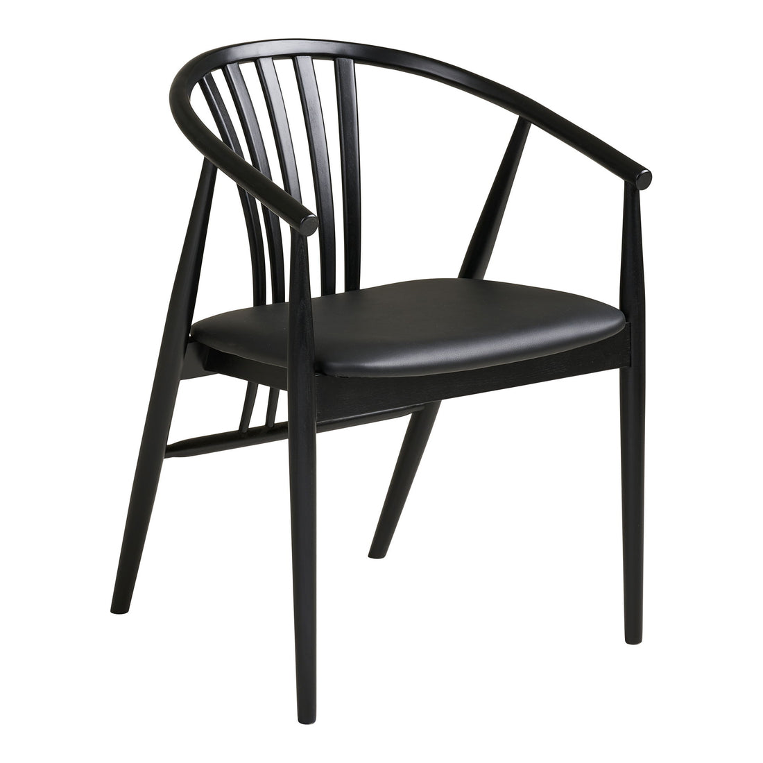 Cadeira de mesa de jantar Agustin - cadeira de mesa de jantar, madeira de faia com assento PU, preto HN1219