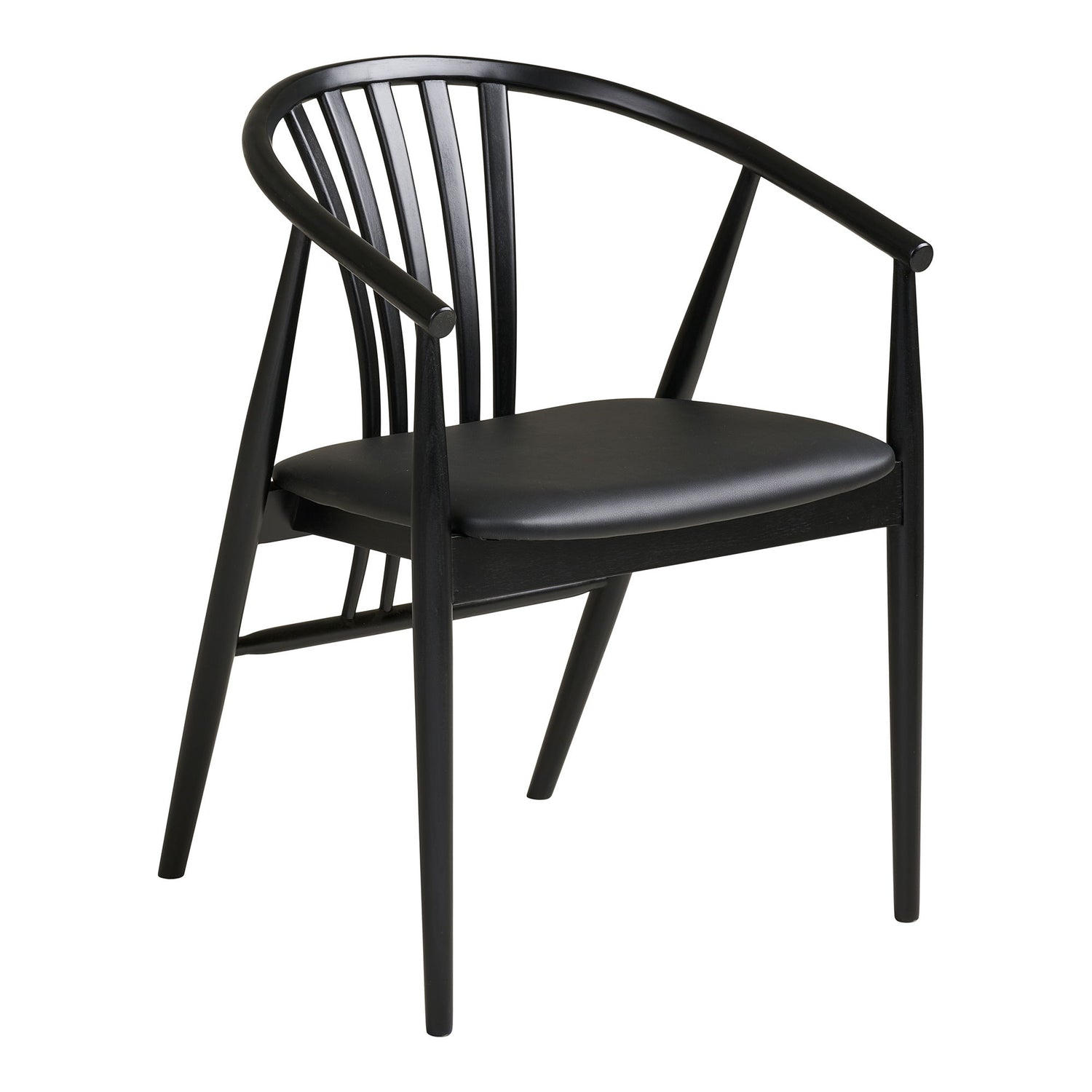 Cadeira de mesa de jantar Agustin - cadeira de mesa de jantar, madeira de faia com assento PU, preto HN1219
