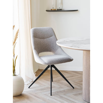 Cadeira de mesa de jantar Dokka - cadeira de mesa de jantar com pé giratório, areia, pernas pretas HN1088