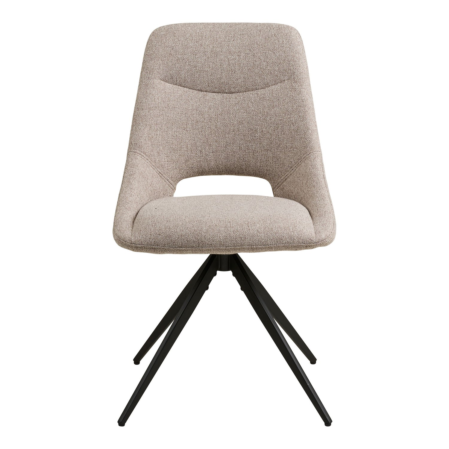 Cadeira de mesa de jantar Dokka - cadeira de mesa de jantar com pé giratório, areia, pernas pretas HN1088