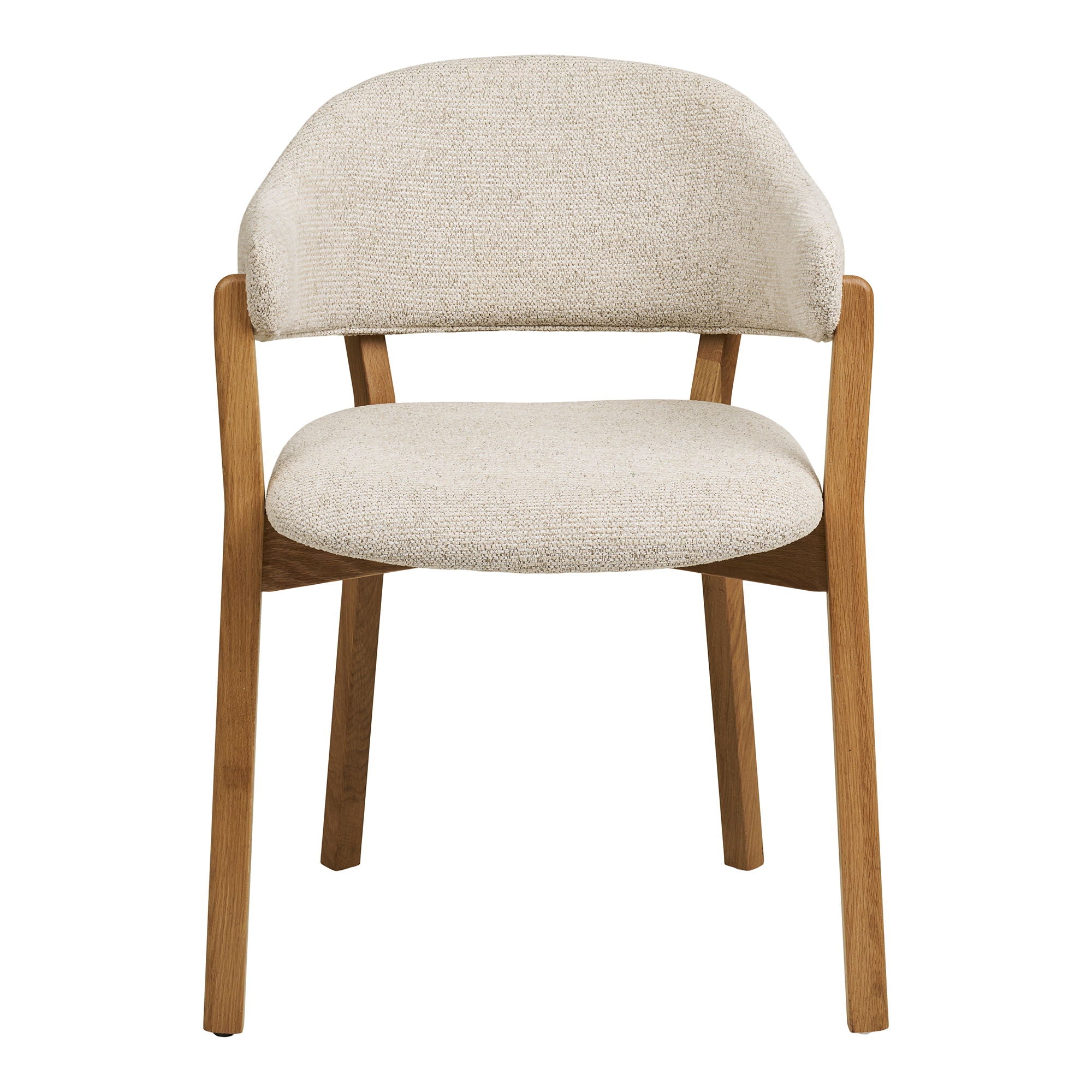 Cadeira de mesa de jantar de Dunkirk - Cadeira de mesa de jantar, apoio de braço, carvalho com assento de tecido, bege hn1318