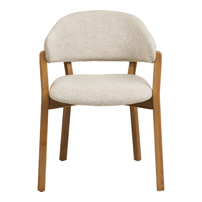 Cadeira de mesa de jantar de Dunkirk - Cadeira de mesa de jantar, apoio de braço, carvalho com assento de tecido, bege hn1318