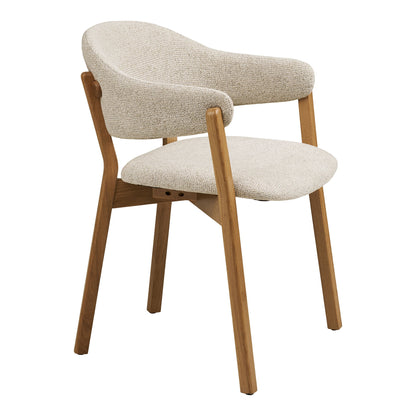Cadeira de mesa de jantar de Dunkirk - Cadeira de mesa de jantar, apoio de braço, carvalho com assento de tecido, bege hn1318