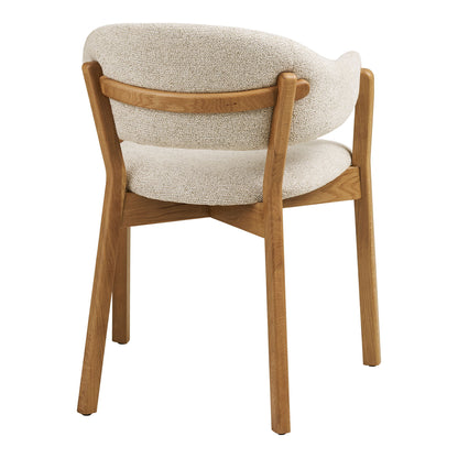 Cadeira de mesa de jantar de Dunkirk - Cadeira de mesa de jantar, apoio de braço, carvalho com assento de tecido, bege hn1318