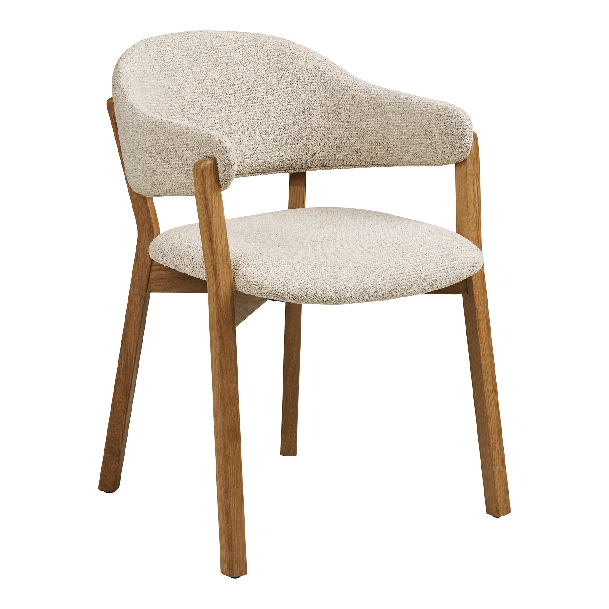 Cadeira de mesa de jantar de Dunkirk - Cadeira de mesa de jantar, apoio de braço, carvalho com assento de tecido, bege hn1318