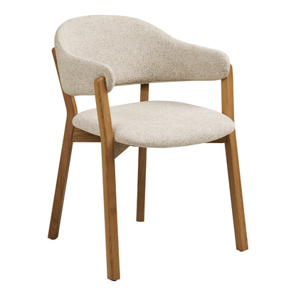 Cadeira de mesa de jantar de Dunkirk - Cadeira de mesa de jantar, apoio de braço, carvalho com assento de tecido, bege hn1318