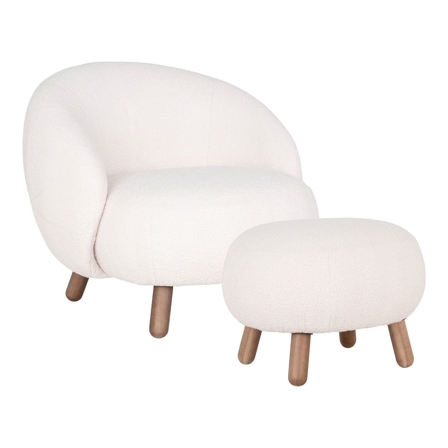 Savona Conjunto - Cadeira de lounge e Puff, White HN1094