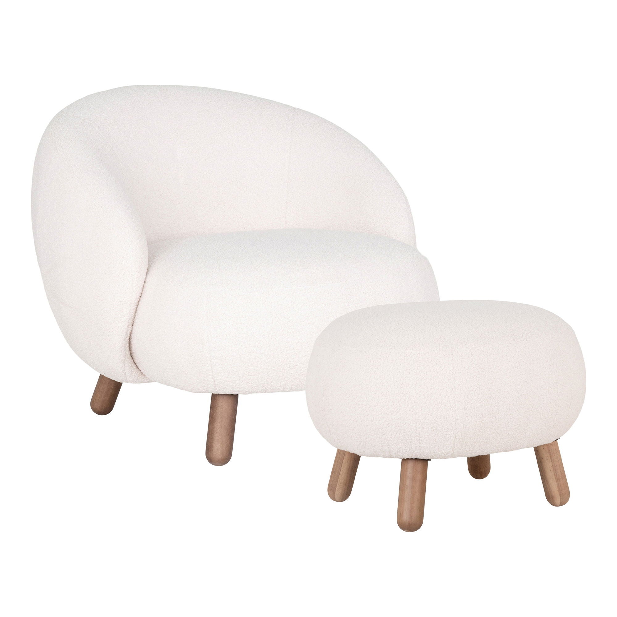 Savona Conjunto - Cadeira de lounge e Puff, White HN1094