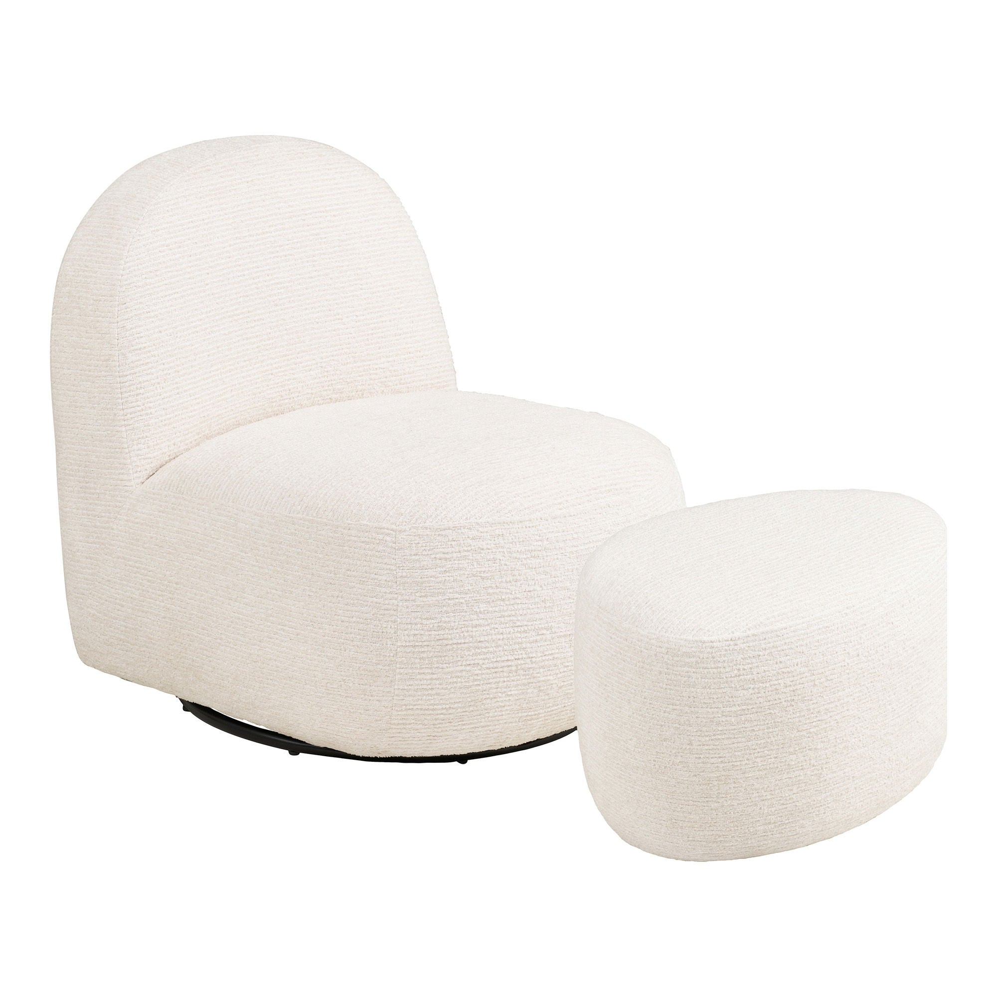 Milo Conjunto - Cadeira de lounge e Puff, Off -White HN1081