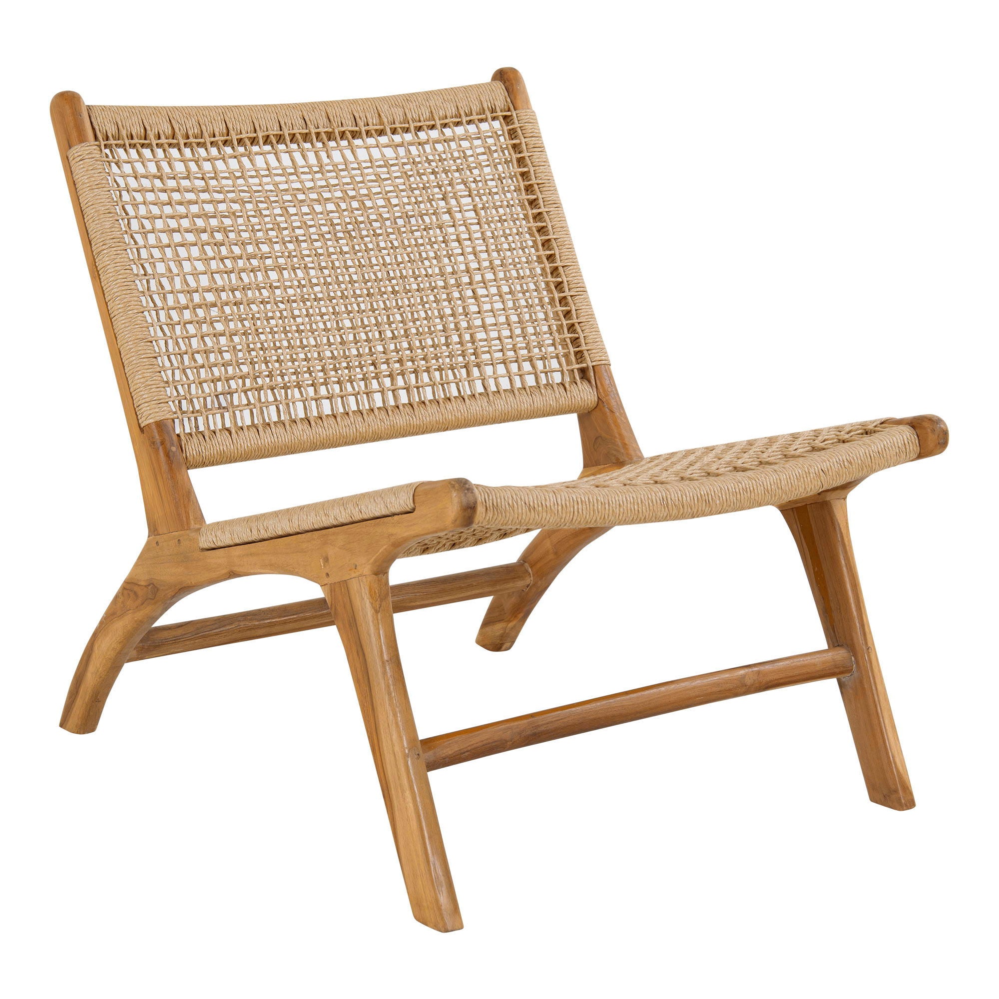 Derby Conjunto - Cadeira de lounge e banquinho, teca/PE Rattan, natureza