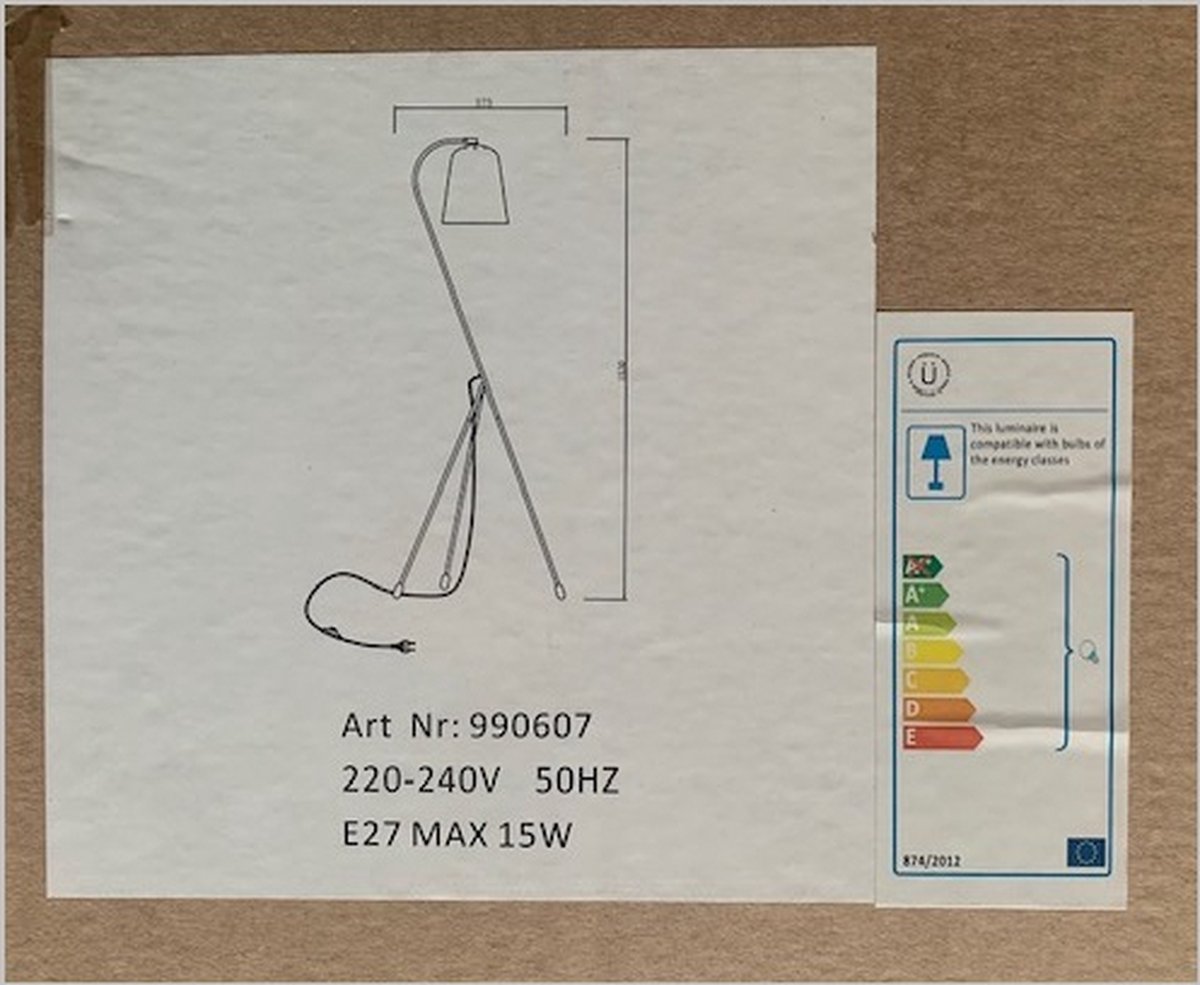 Lâmpada de piso Hübsch - 55 x 55 cm x H156 cm - preto e latão