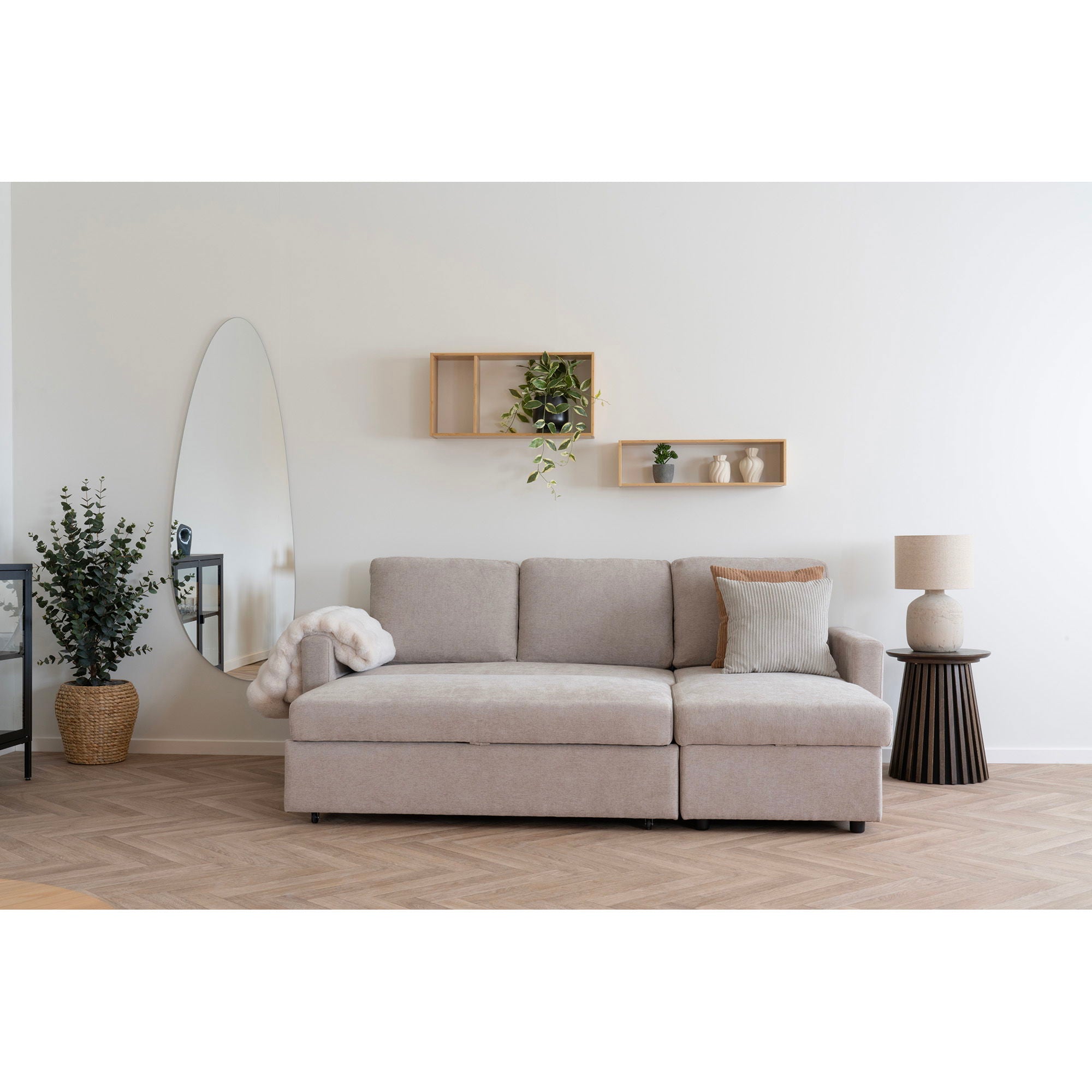 Belfast Chaiselong Sovesofa  - Chaiselong sovesofa med opbevaring