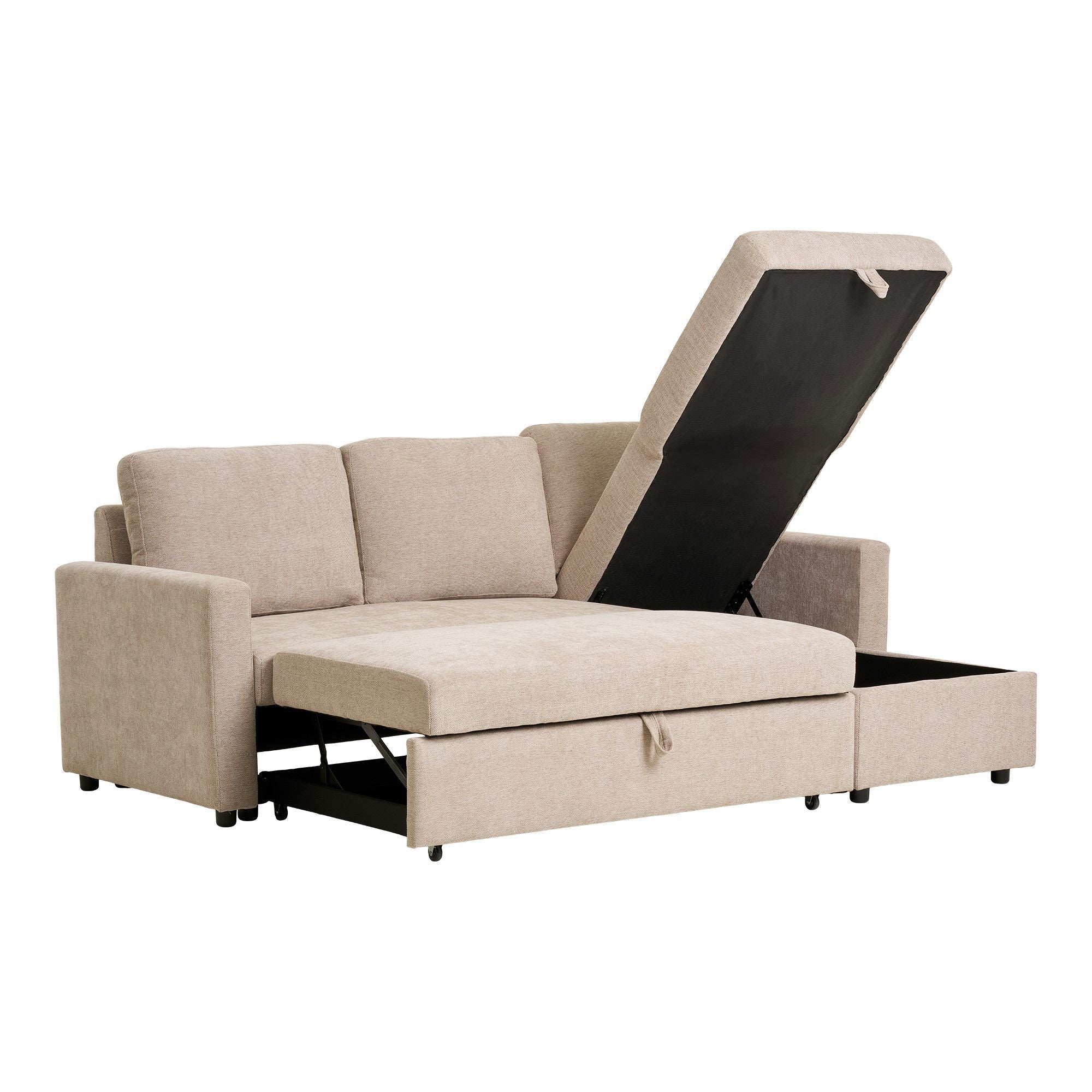 Belfast Chaiselong Sovesofa  - Chaiselong sovesofa med opbevaring