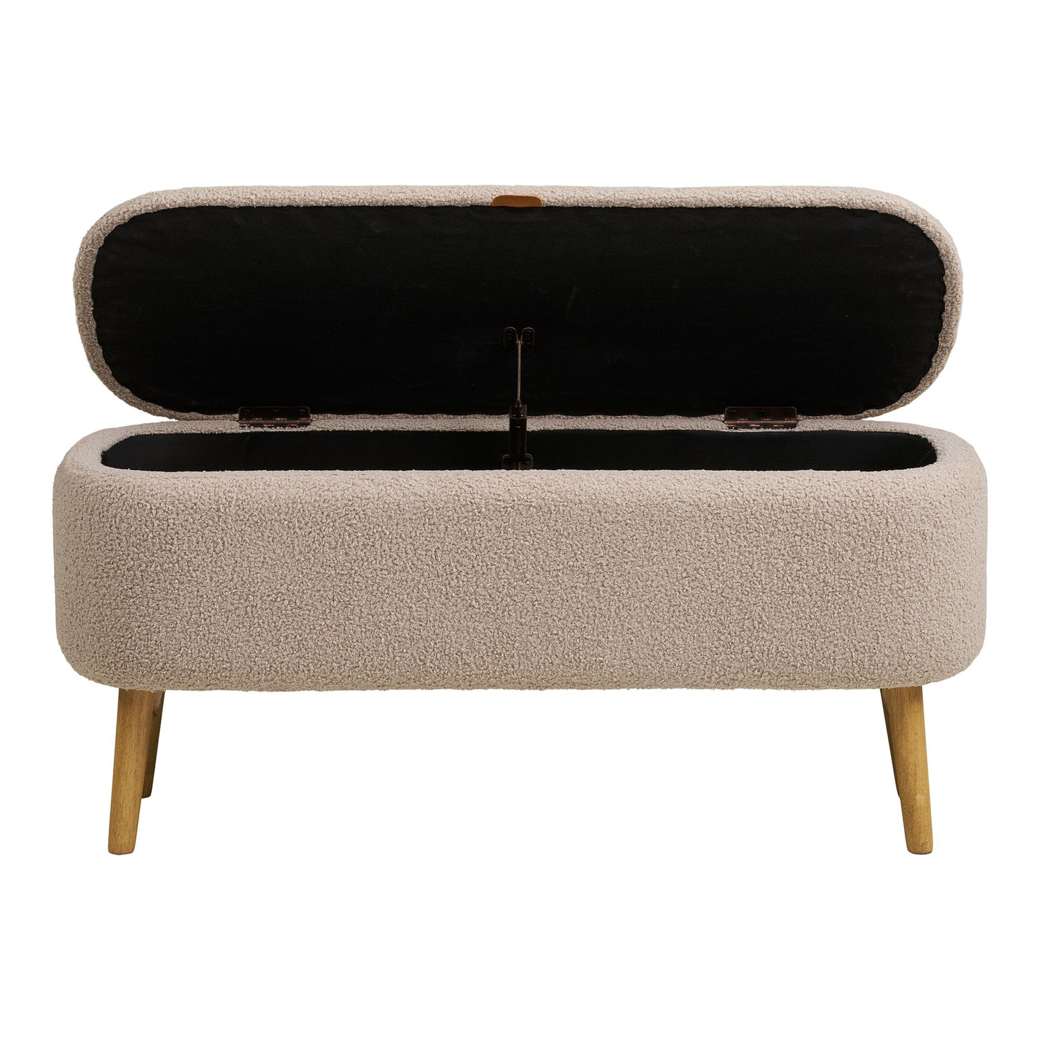 Banco Harlow - Banco com armazenamento, Bouclé, bege 95x37x45 cm, HN1063
