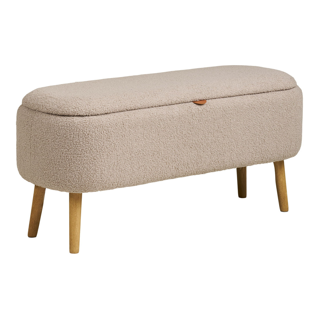 Banco Harlow - Banco com armazenamento, Bouclé, bege 95x37x45 cm, HN1063