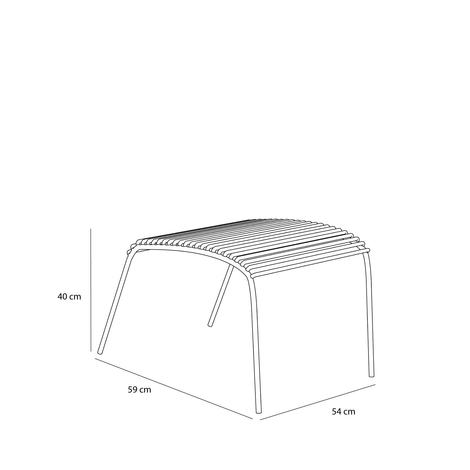 Repousa-pés em corda Preto - 52x52xh42cm
