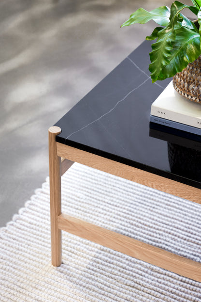 Mesa de Centro Raw Preta/Natural - 80x80xh45cm