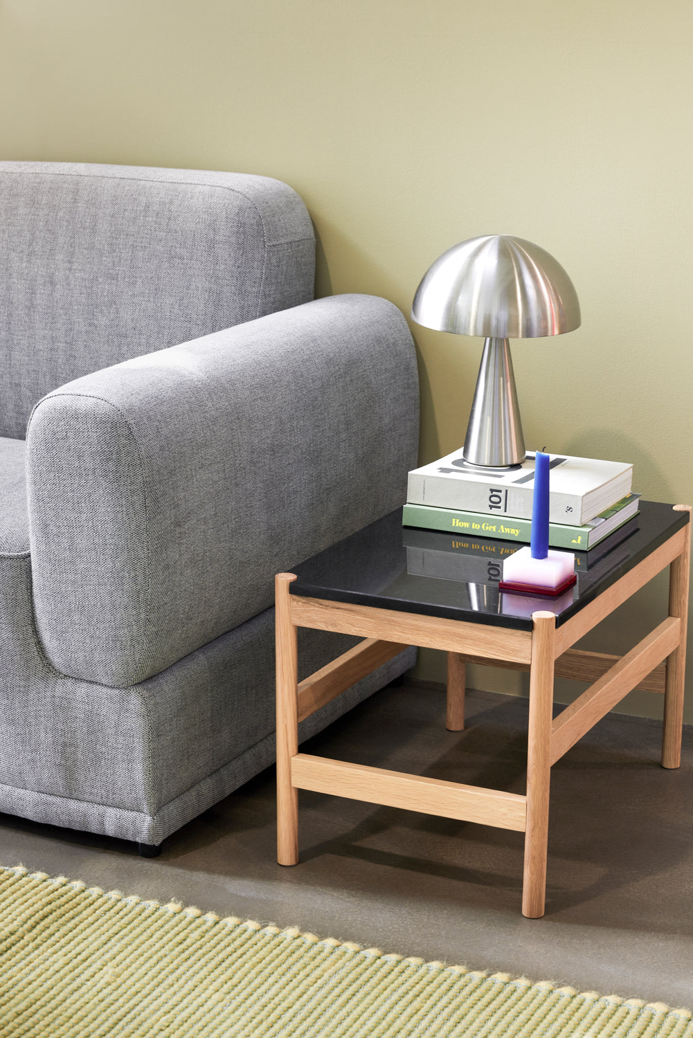 Mesa Lateral Raw Preta/Natural - 60x40xh42cm