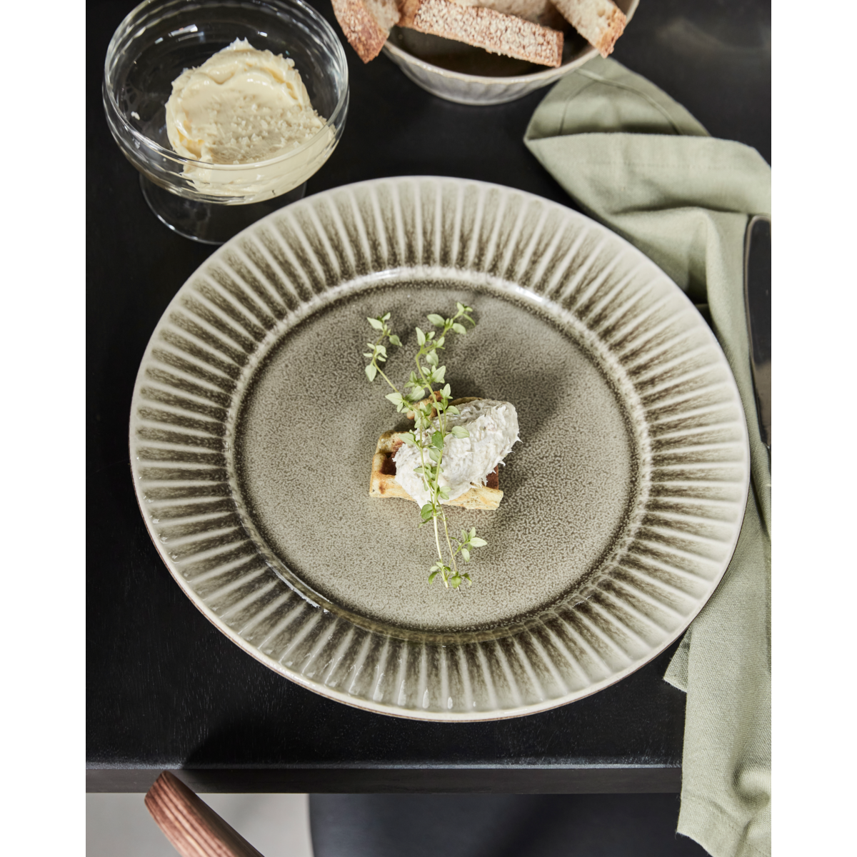 Placa de jantar, hdpleat, cinza;