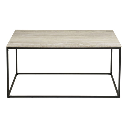 Mesa de café Vita - mesa de café, visual de travertino, quadro preto 90x60x45 cm