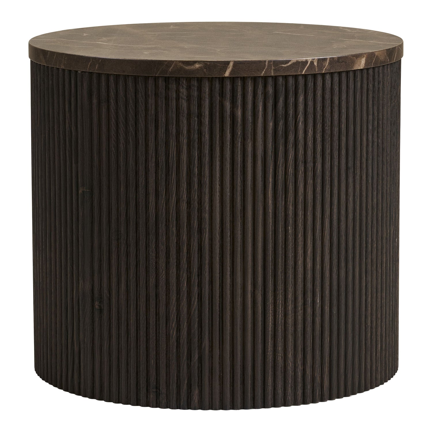 Mesa de canto Rota - mesa de canto, aparência de mármore, marrom escuro Ø45x40 cm