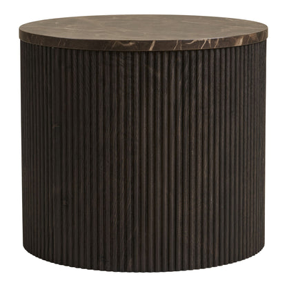 Mesa de canto Rota - mesa de canto, aparência de mármore, marrom escuro Ø45x40 cm
