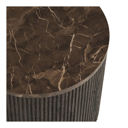 Mesa de canto Rota - mesa de canto, aparência de mármore, marrom escuro Ø45x40 cm
