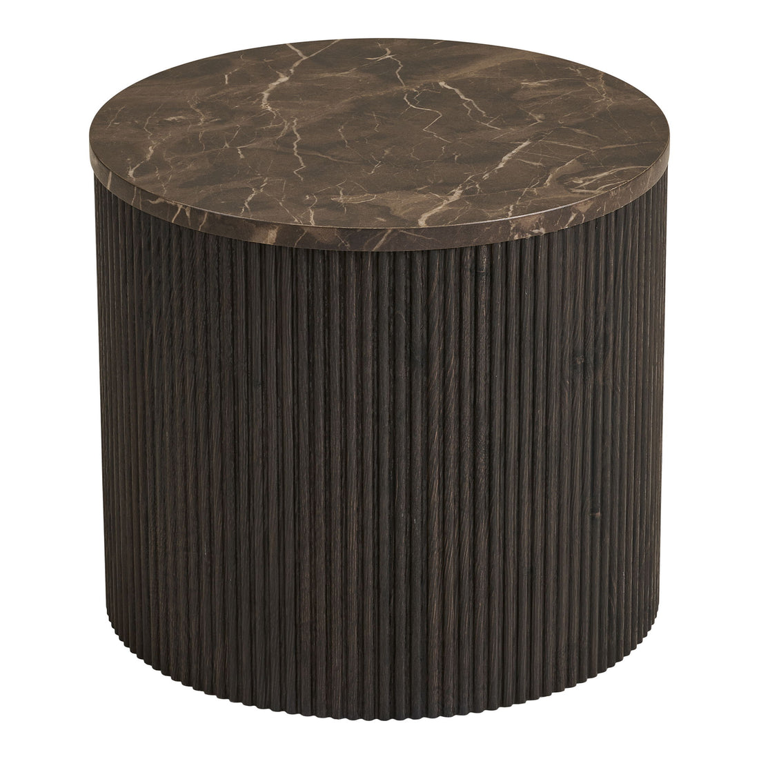 Mesa de canto Rota - mesa de canto, aparência de mármore, marrom escuro Ø45x40 cm