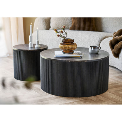 Mesa de café rota - mesa de café, aparência de mármore, marrom escuro Ø80x40 cm