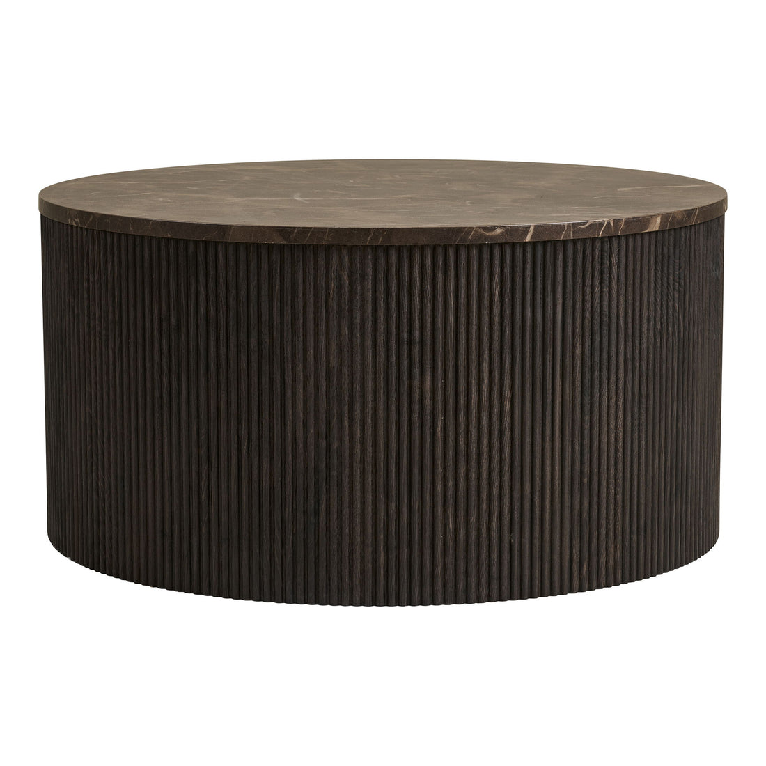 Mesa de centro Rota - Mesa de centro, aspecto mármore, marrom escuro ø80x40 cm