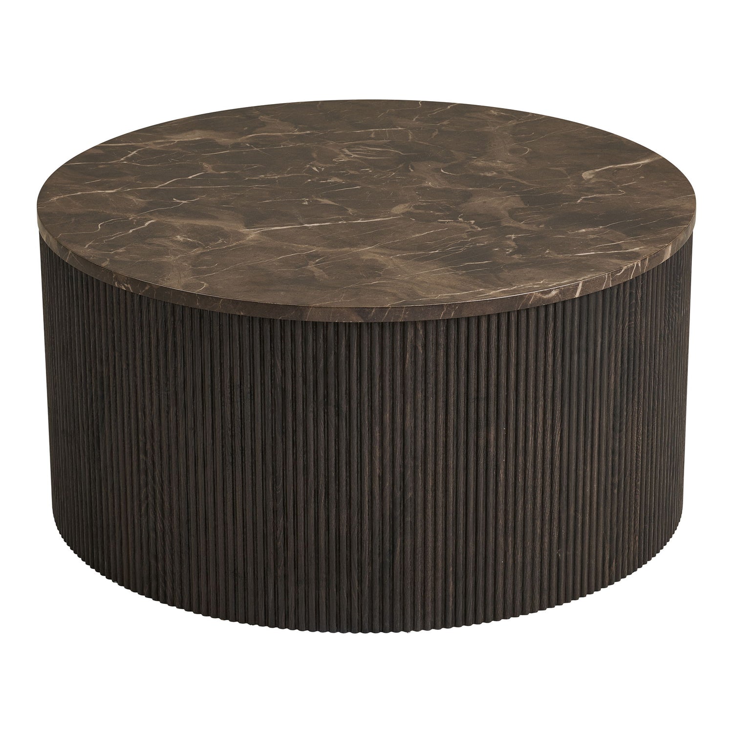 Mesa de café rota - mesa de café, aparência de mármore, marrom escuro Ø80x40 cm