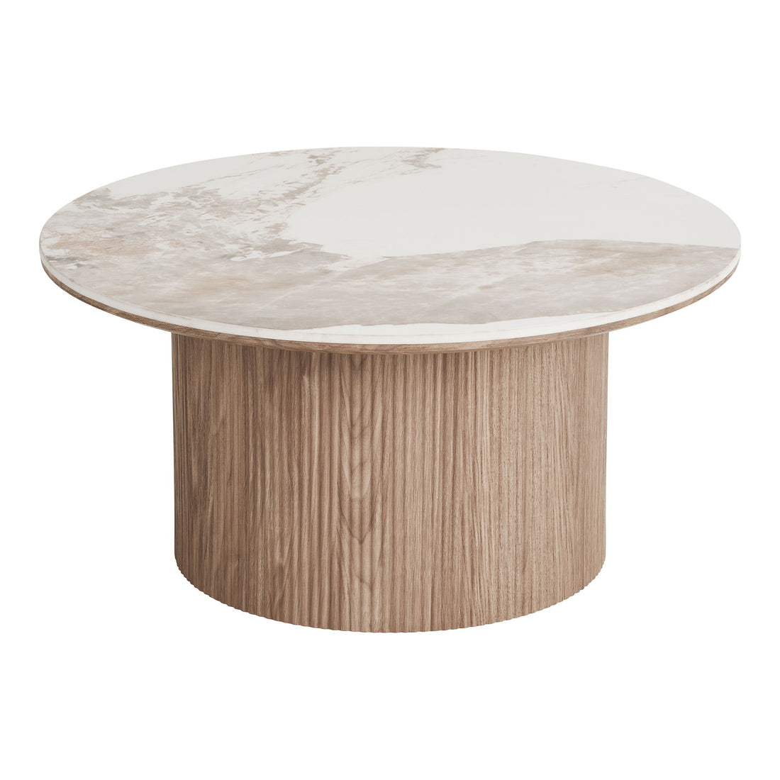 Mesa de café de Atenas - mesa de café, bancada de cerâmica, marrom branco/marrom escuro Ø80x40 cm