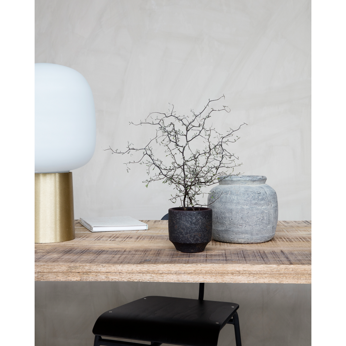 Pote de ervas, hdrustics, concreto