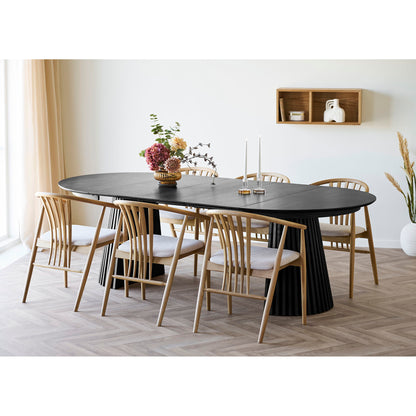 Mesa de jantar de Osaka - Mesa de jantar, finos de carvalho, preto, incl. Três placas suplementares Ø120x120-160-200-240x75 cm