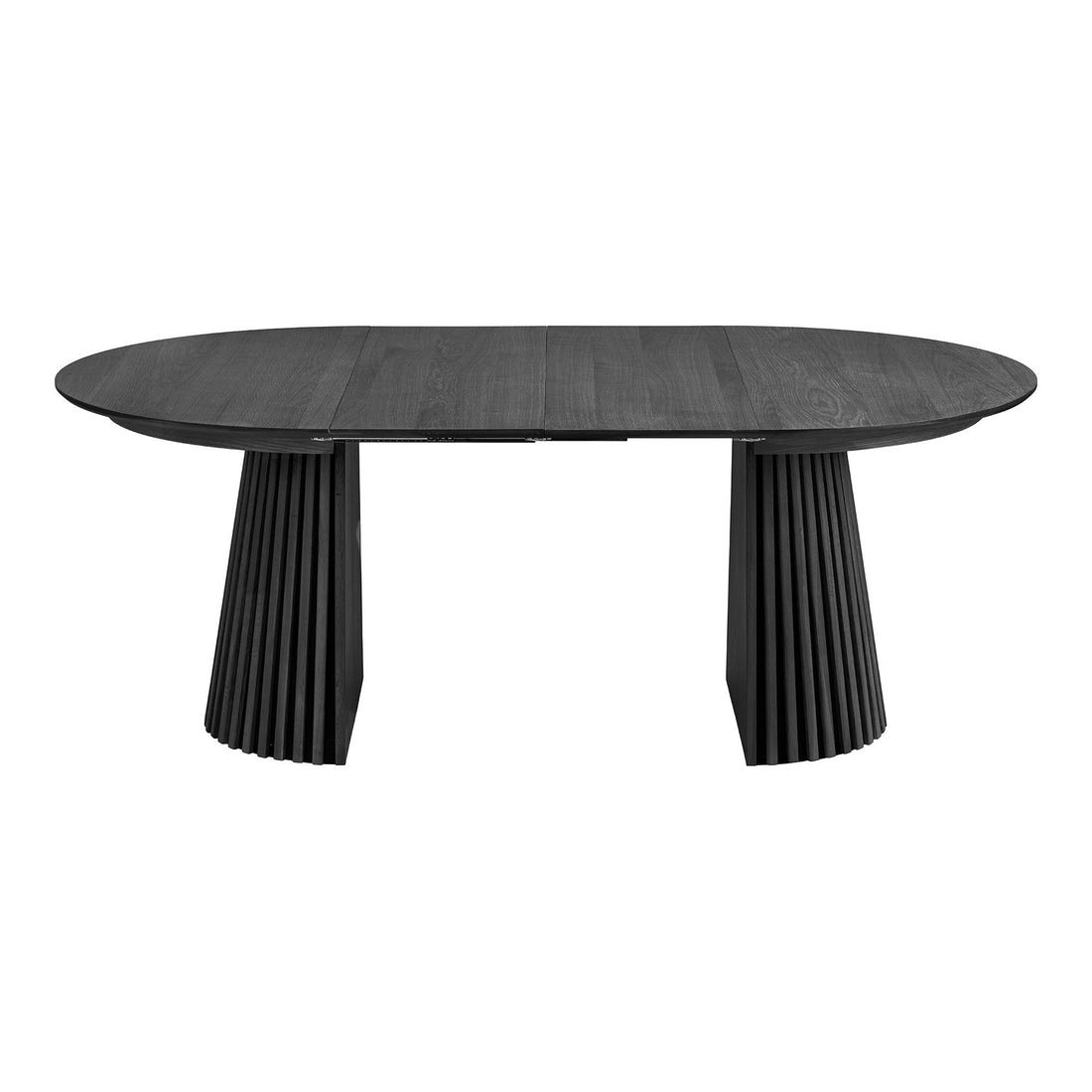 Mesa de jantar Osaka - Mesa de jantar, folheado de carvalho, preto, incl. duas placas adicionais ø120x120-160-200x75 cm
