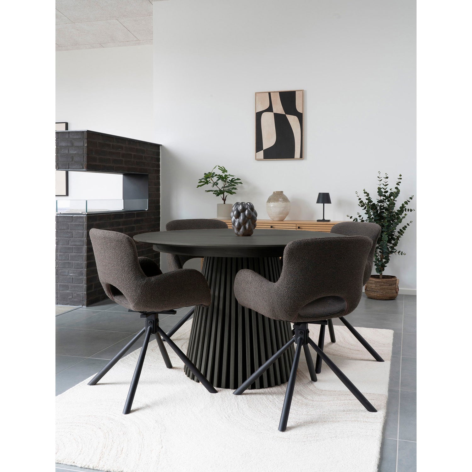 Mesa de jantar Osaka - mesa de jantar, verniz de carvalho, preto Ø140x75 cm