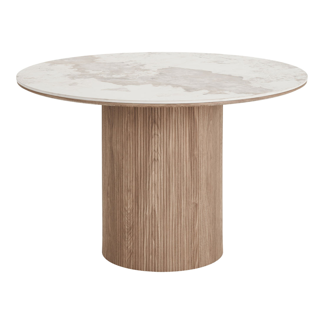 Mesa de jantar Atenas - Mesa de jantar, tampo de cerâmica, branco, marrom escuro ø120x76 cm