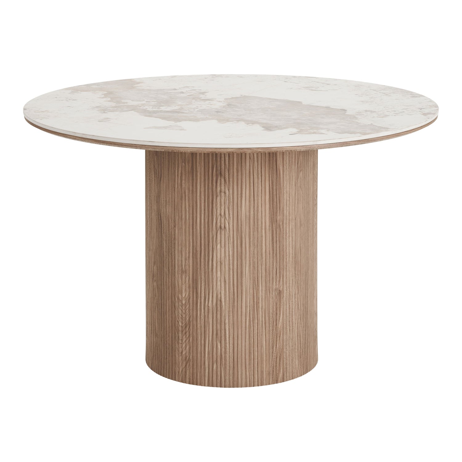 Mesa de jantar Atenas - Mesa de jantar, tampo de cerâmica, branco, marrom escuro ø120x76 cm