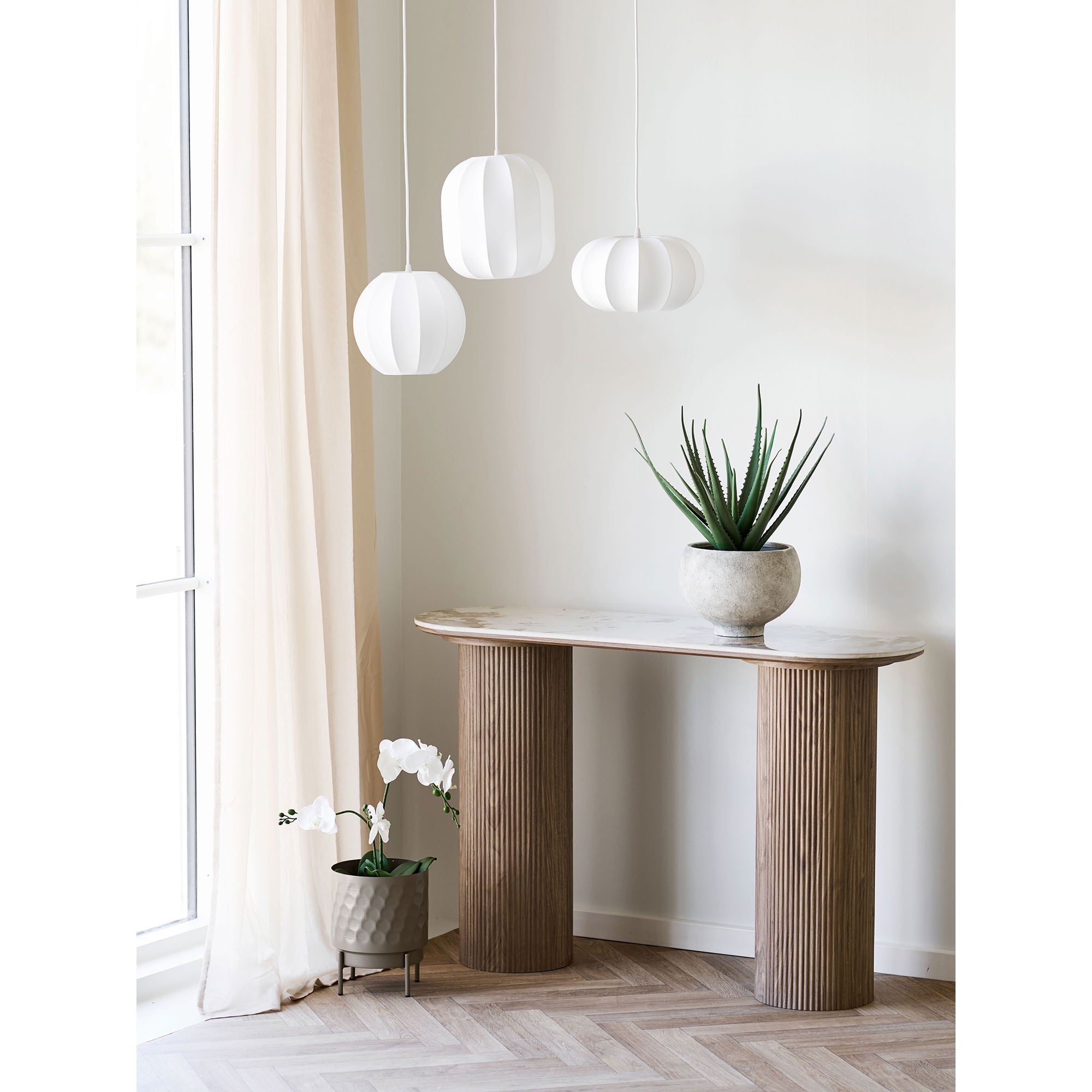 Mesa de console Atenas - Mesa de console, tampo de cerâmica, branco, marrom escuro 40x120x78 cm