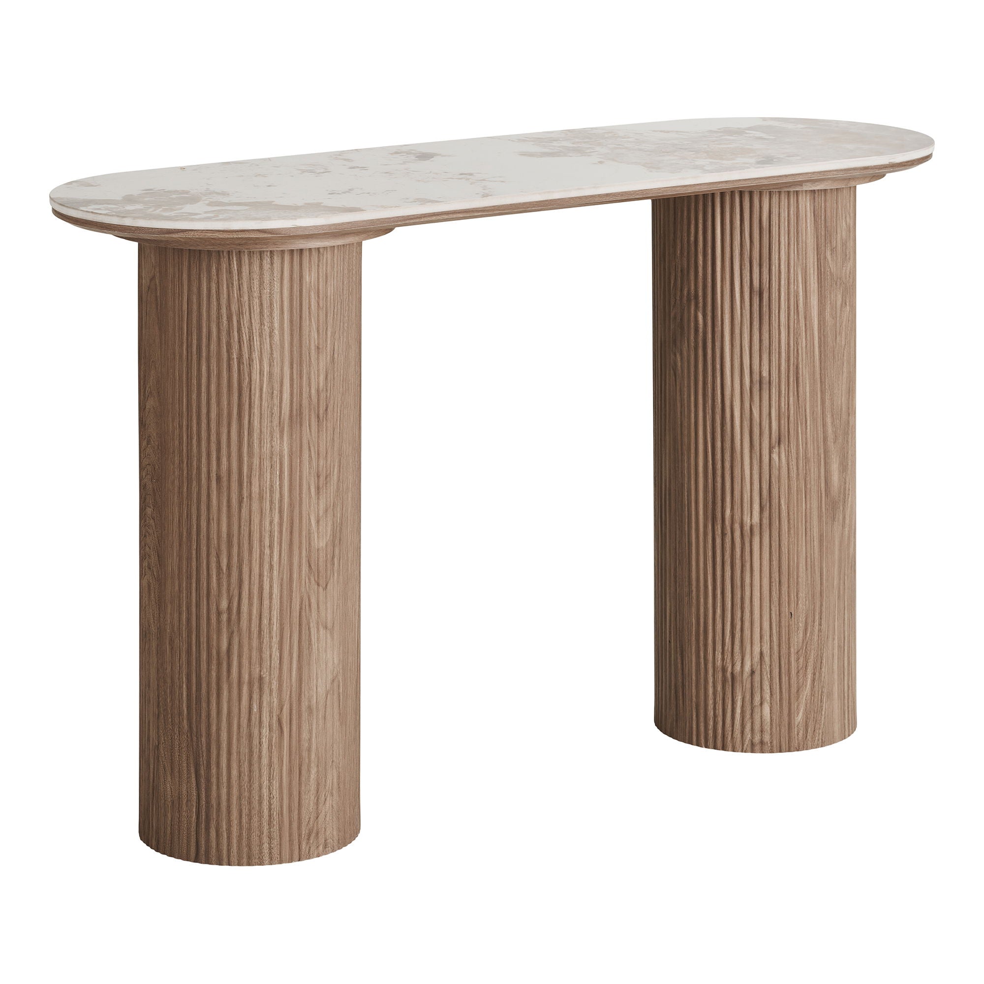 Mesa de console Atenas - Mesa de console, tampo de cerâmica, branco, marrom escuro 40x120x78 cm