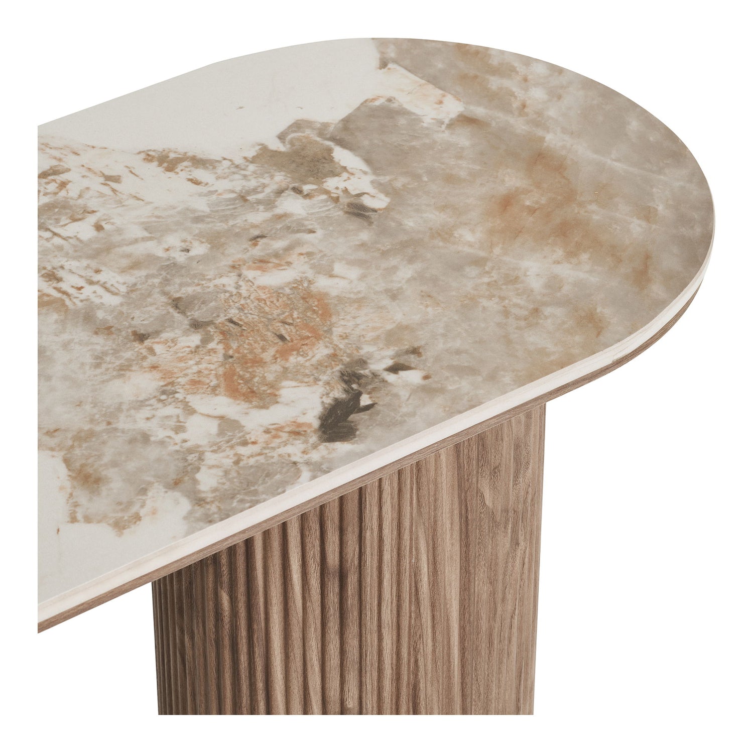 Mesa de console Atenas - Mesa de console, tampo de cerâmica, branco, marrom escuro 40x120x78 cm