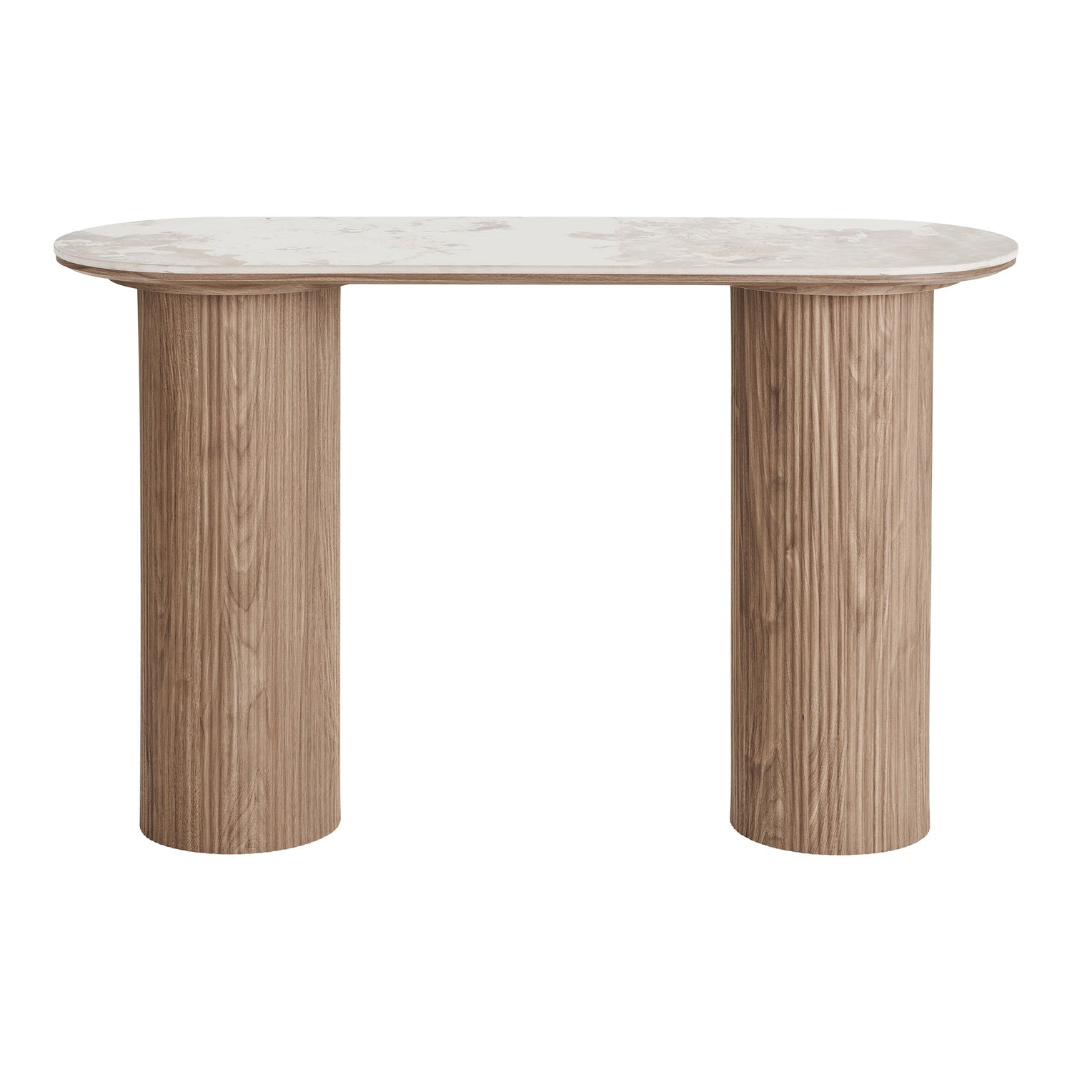 Mesa de console Atenas - Mesa de console, tampo de cerâmica, branco, marrom escuro 40x120x78 cm
