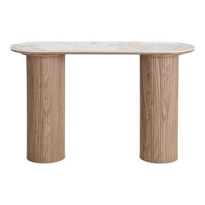 Mesa de console Atenas - Mesa de console, tampo de cerâmica, branco, marrom escuro 40x120x78 cm