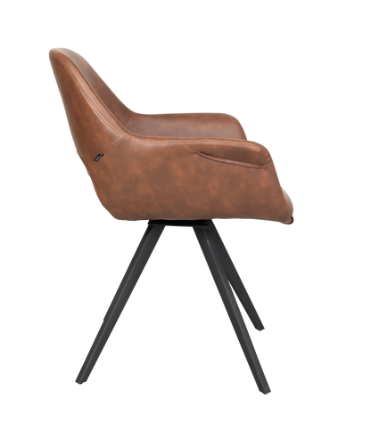 Cadeira de mesa de jantar fenja conhaque pu