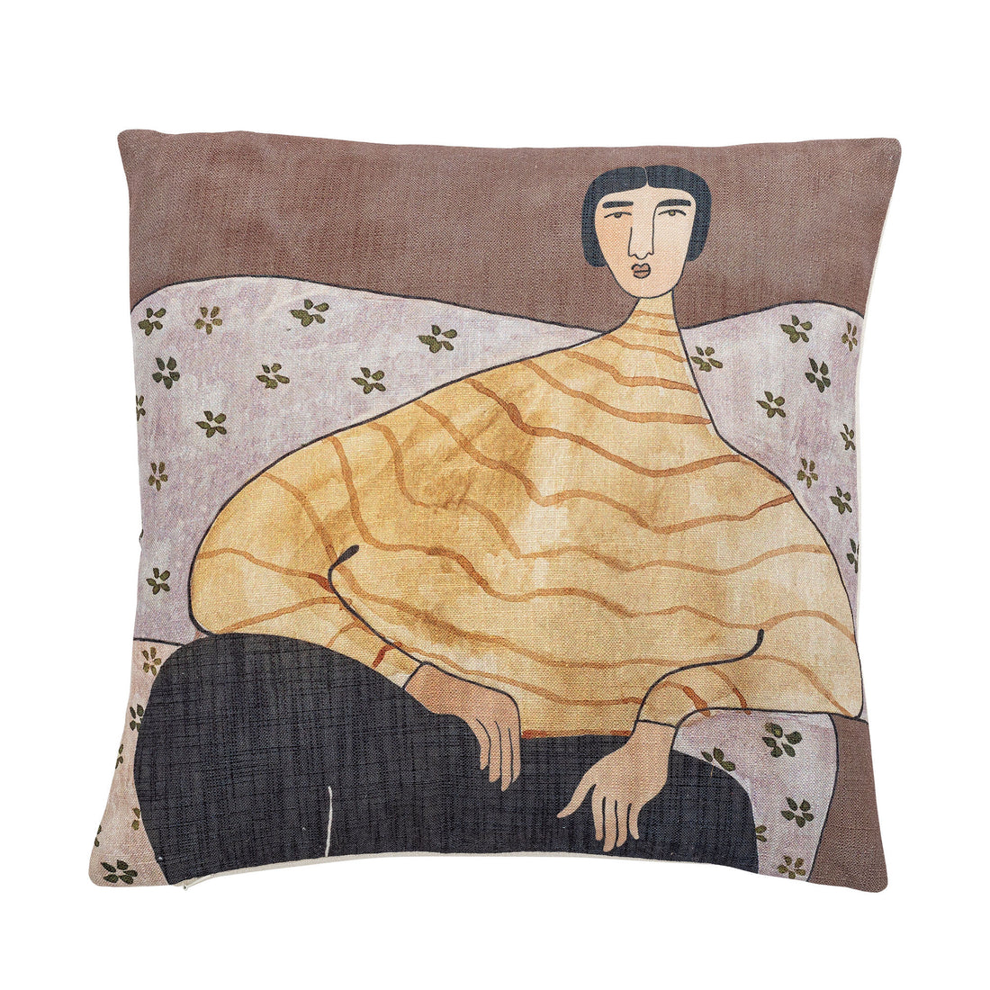 Almofado de Bloomingville Zita, amarelo, poliéster
